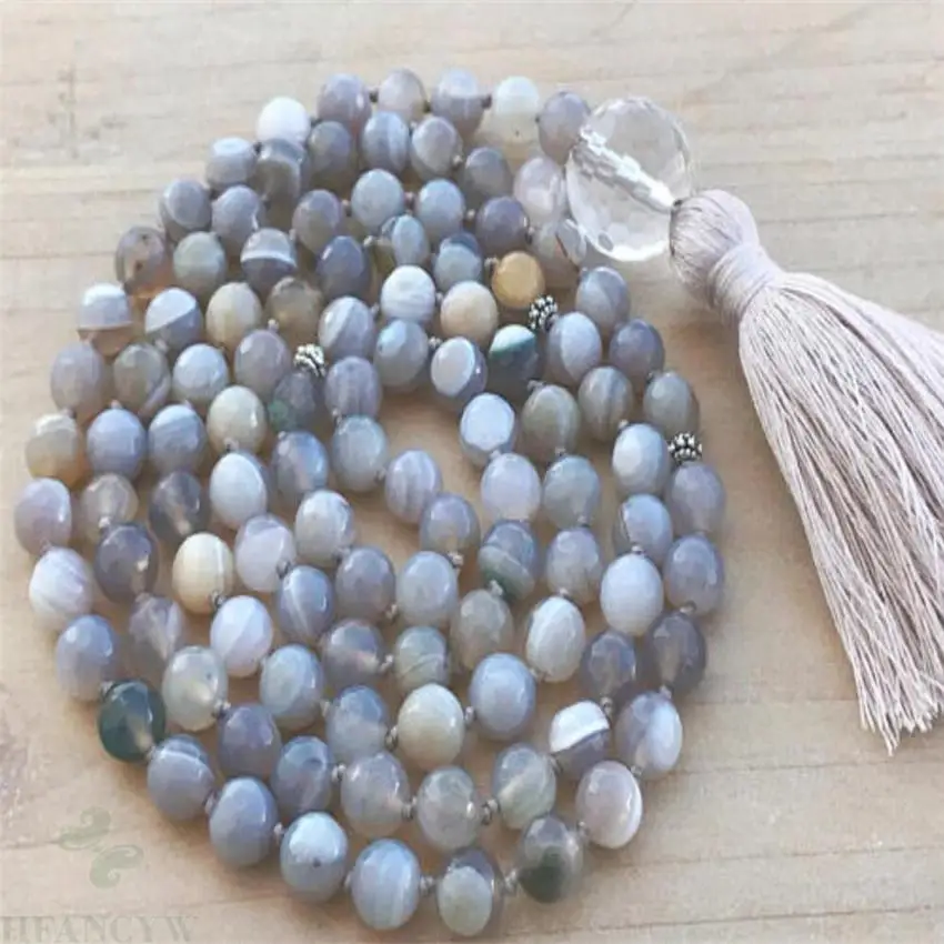 

6mm Labradorite Gemstone Mala necklace Tassel 108 Bead Stress Healing natural energy Unisex Chakas Gemstone Handmade Meditation