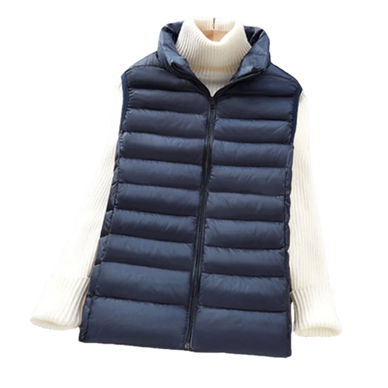 2022 New Women 90% White Duck Down Vest Jacket Female Ultra Light Waistcoat Autumn Winter Zipper Slim Sleeveless Coat