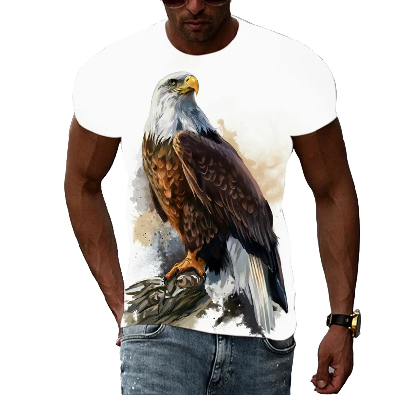 Summer Men Interesting Eagle graphic t shirts Personality Casual Animal Bird Pattern T-shirt Fashion Trend Printed t-shirts Top