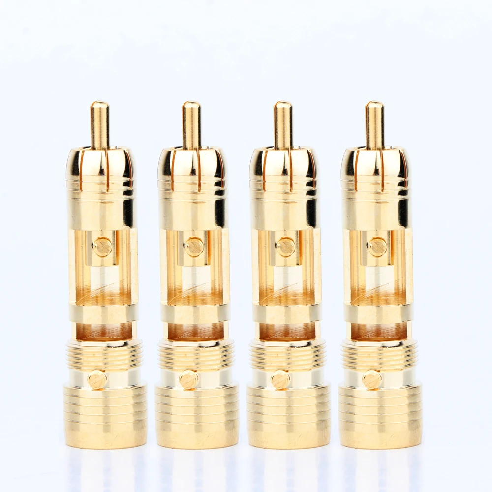 4Pcs R1715 Preffair RCA 잠금 비 솔더 플러그 커넥터 RCA 커넥터 남성 솔더 비디오 금도금 커넥터