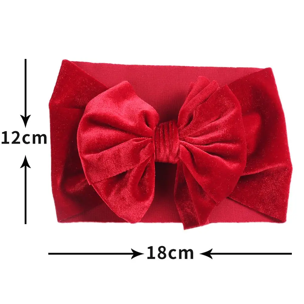 Solid Velvet Baby Bow Winter Headband for Newborn Boys Girls Handmade Elastic Hair Bands Boutique Vintage Turban Headwraps