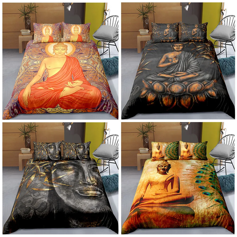 Bedding Set King Queen Mushroom Buddha Printed Duvet Cover For Adults Bedclothes Bed Sets Quilt Covers Pillowcase 2/3pcs