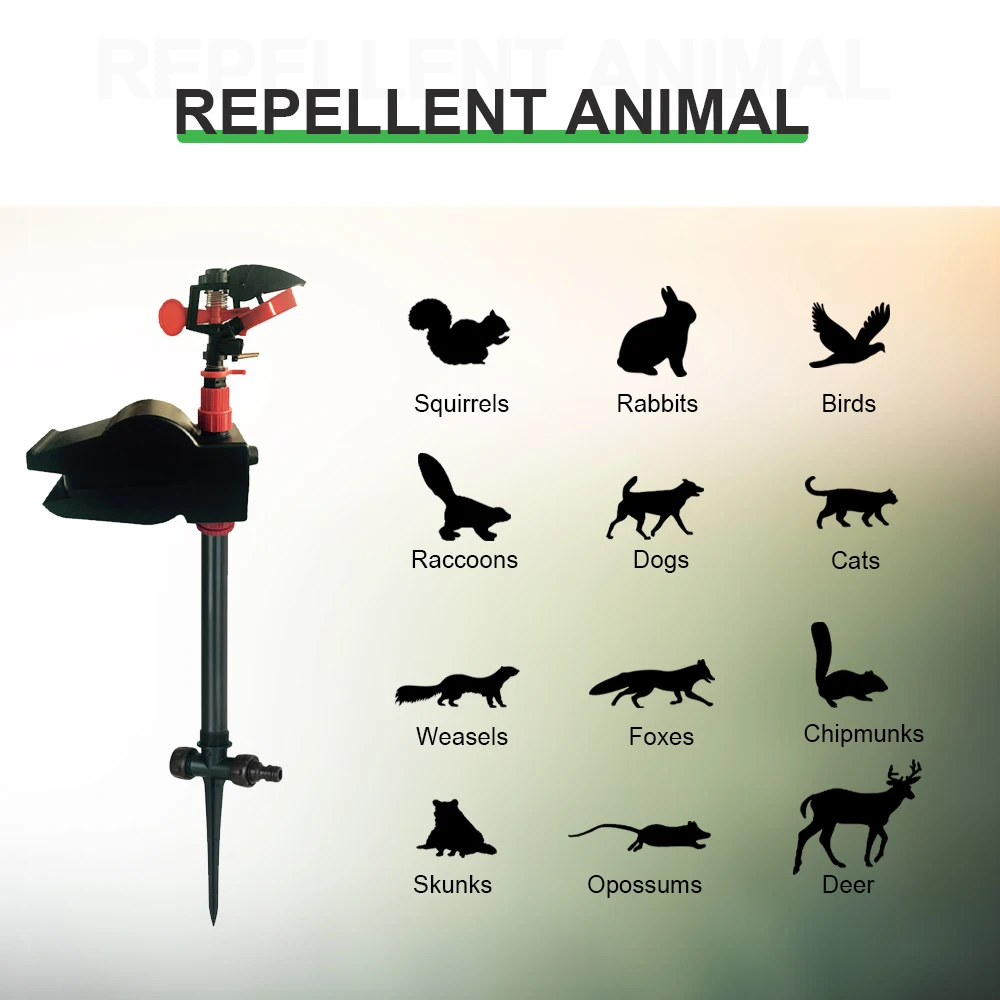 Espantapájaros de animales lejos, repelente de chorro de jardín, conducción de animales pequeños, válvula solenoide de alta tecnología usada al aire