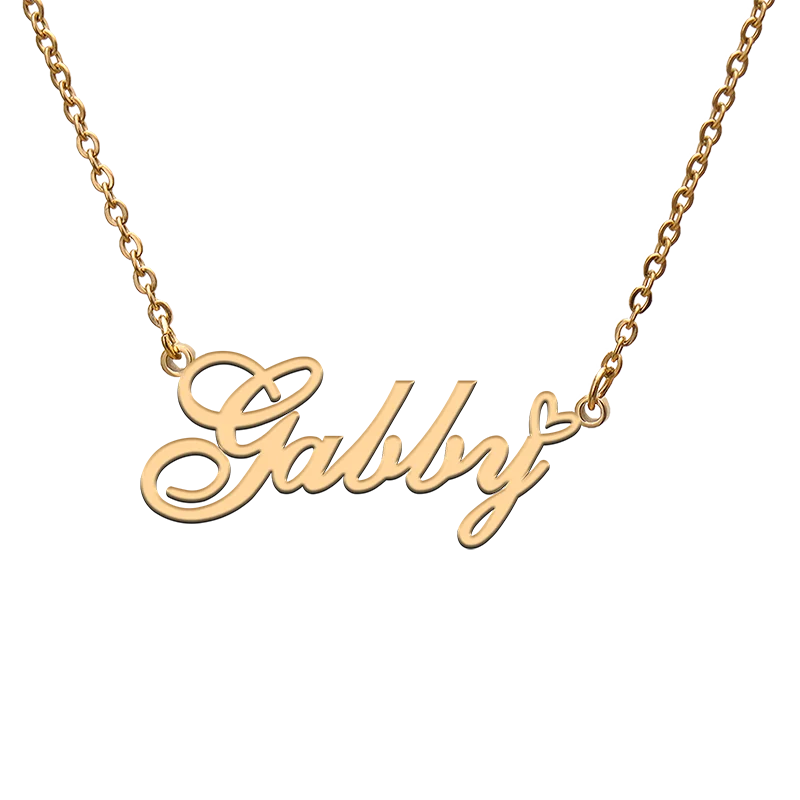 God with Love Heart Personalized Character Necklace with Name Gabby for Best Friend Jewelry Gift