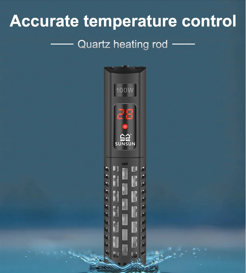 SUNSUN Aquarium Submersible Heater Fish Tank LCD Display Digital Adjustable Water Heating Rod Constant Temperature Control Warm