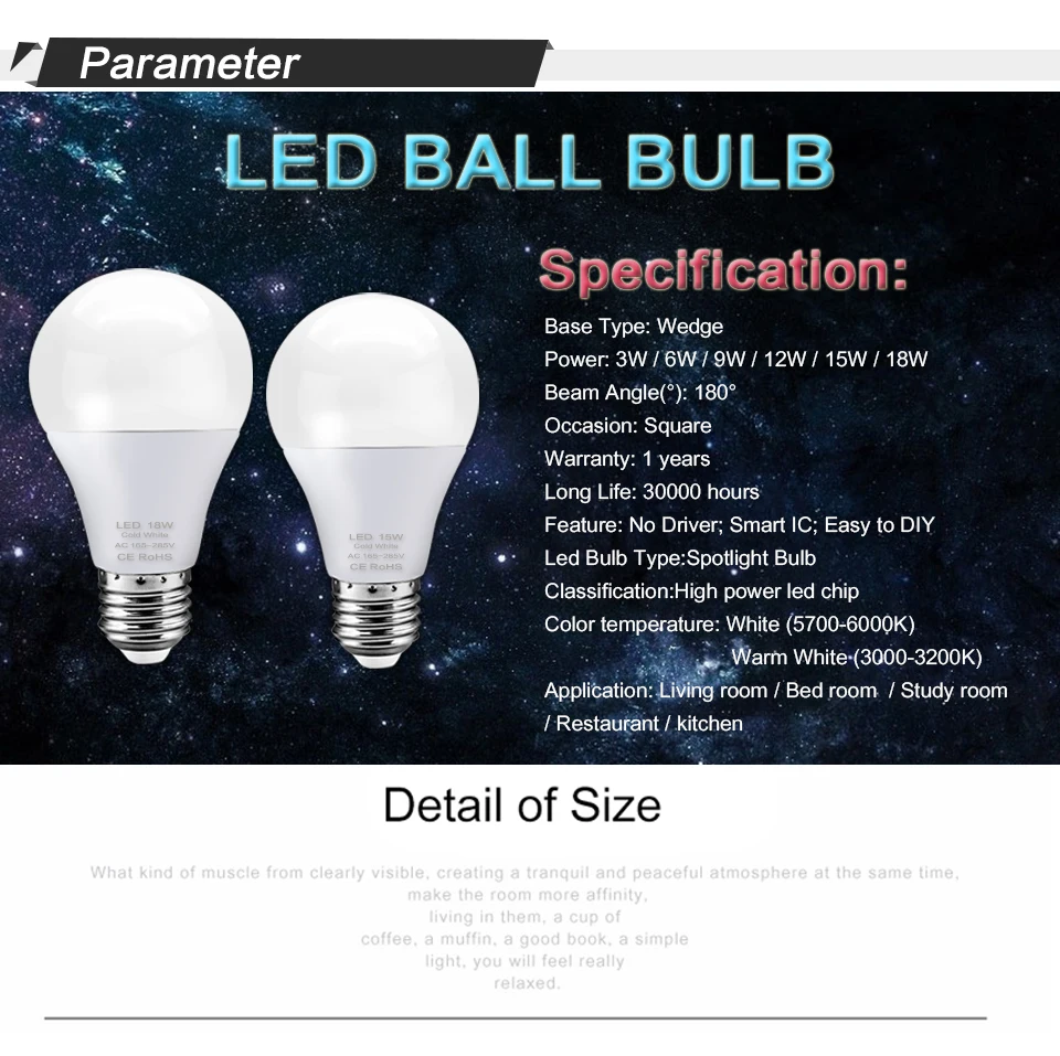 10 Stück/Lot Ampullen-LED-Lampe E27 AC 220V Glühbirnen 18W 15W 12W 9W Lampada Illas für Kronleuchter im Wohnzimmer – Detail 3