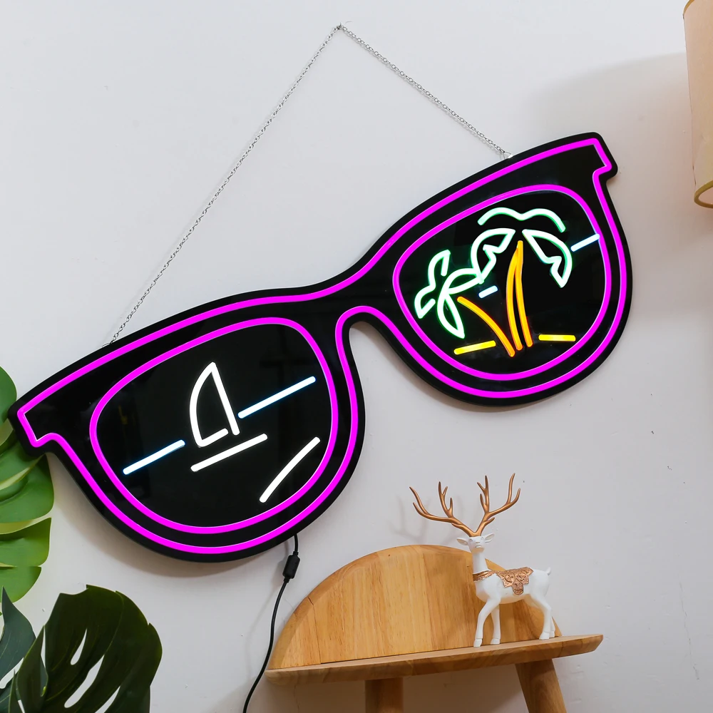 

Cool Light HOLIDAY GLASSES Coconut Sailboat Neon Light Led Wall Neon Décor Beach Hotel Beer Bar Pub Club KTV Party Wedding Decor