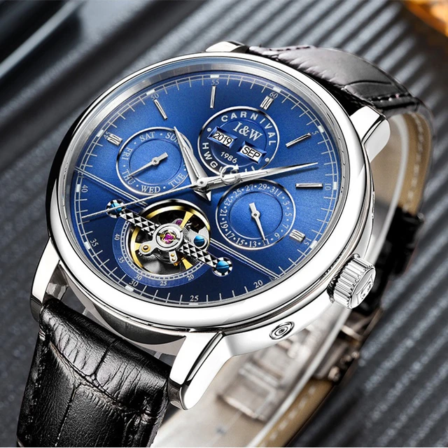 Tourbillon Watch CARNIVAL Tourbillion Movement Skeleton Men Wirstwatch Waterproof Genuine Leather Simplicity Hot Sale NEW AliExpress 1511