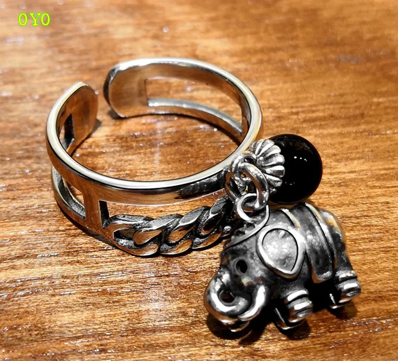 

100%S925 silver ring female personality elephant pearl sterling silver ring opening adjustable free shipping