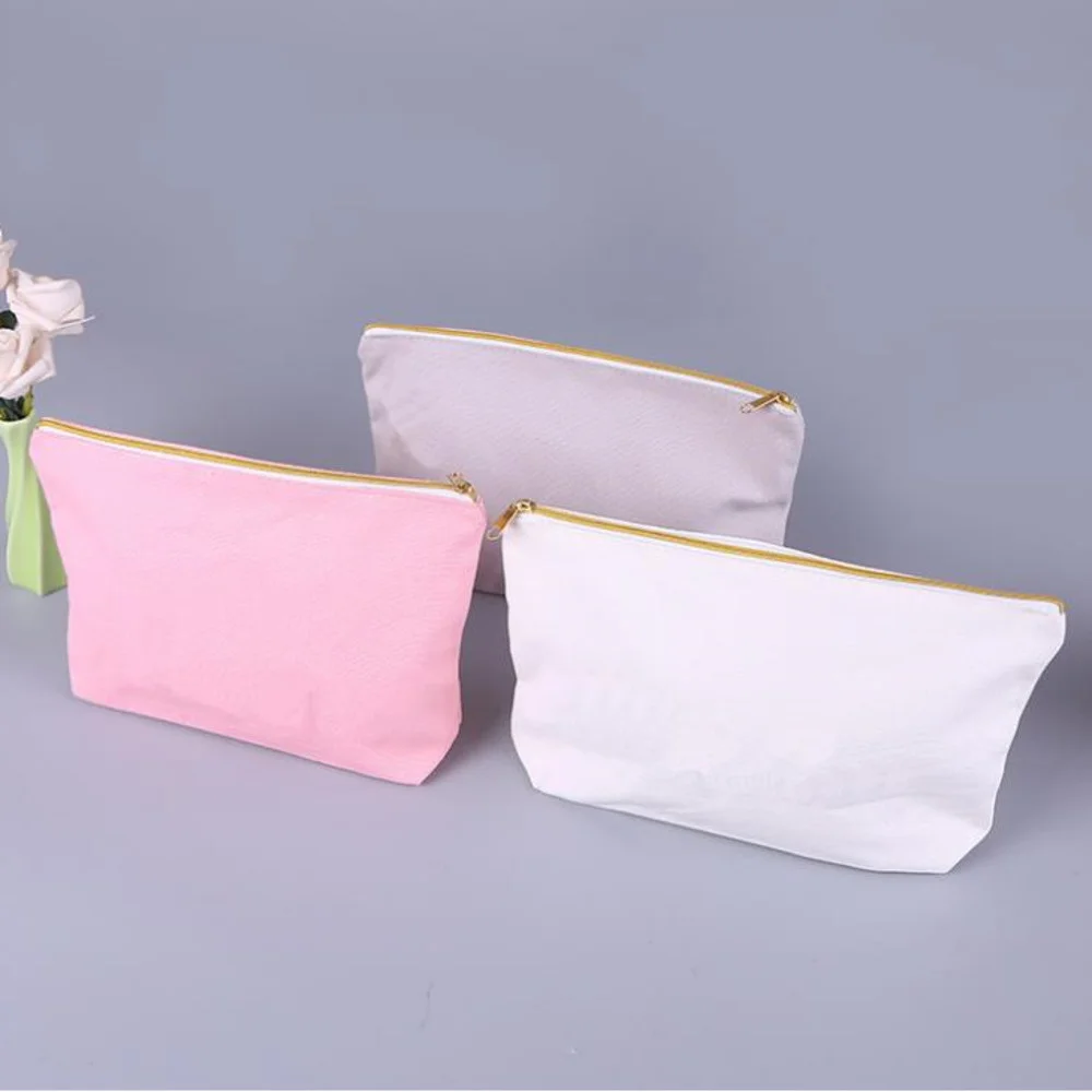 100Pcs Large Stand UP Canvas Zipper Pencil Cases Pen Pouch Cotton Cosmetic Bag Makeup Bags Mobile Phone Clutch Bag Organizer