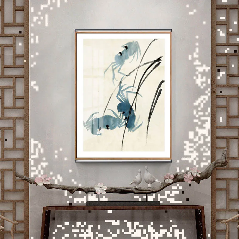 Chinese style Ink Blue Fish Posters Prints Canvas Paintings Wall Art For Living Room Decor For Bedroom Aesthetic Artwork-02