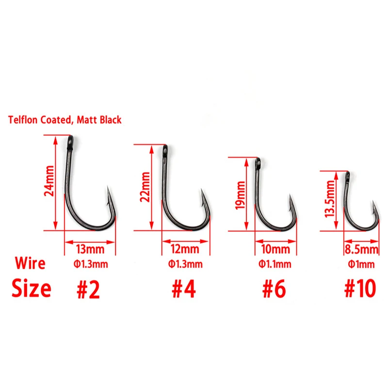 JIGEECARP 100pcs Fishing Hooks High Carbon Steel Barbed Popup Carp Hook A Coated Needle Curve Carp Fishing Hook