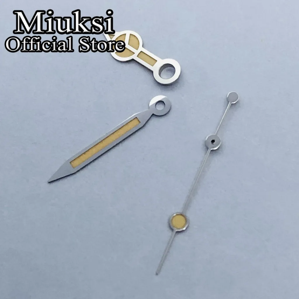 Miuksi silver yellow watch hands green luminous fit NH35 NH36 ETA2824 2836 Miyota8215 8205 Mingzhu DG2813 3804 PT5000 movement