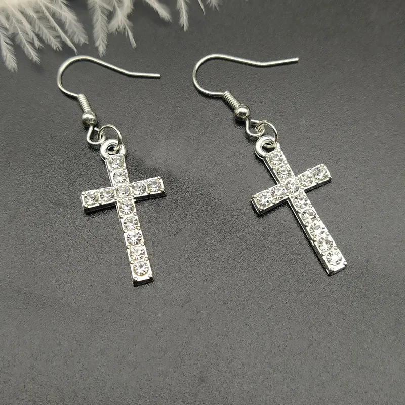 Crystal Cross Drop Earrings For Men Women New Trendy Fashion Ear  Jewelry Pendientes Mujer Moda Wholesale Dropshippig