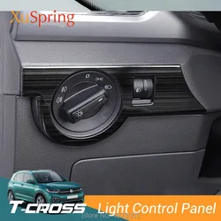 Car Headlight Lamp Control Adjustment Panel Trim Cover Stickers Styling Garnish for Volkswagen VW T-cross Tcross 2019 2020 2021