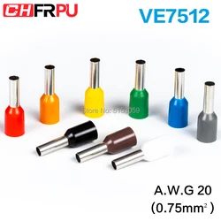 100pcs  E7512 Insulated Ferrules Terminal Block Cord End Wire Connector Electrical Crimp Terminator  Wire  For 0.75mm2, 20 AWG