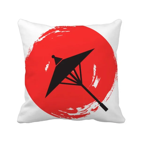 Japan Brush Painting Illustration Throw Pillow Square Cover