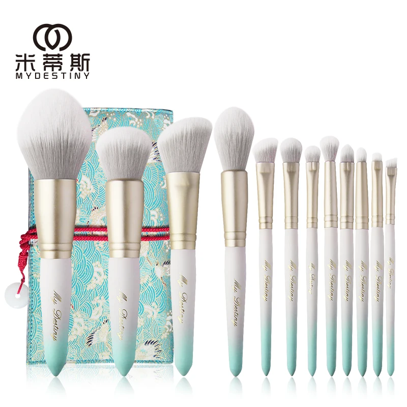 

MyDestiny Makeup Brush-Ice White 12Pcs Synthetic Hair Cosmetic Brushes Set-Foundation Blusher Powder Eyeshadow Cosmetic Tools