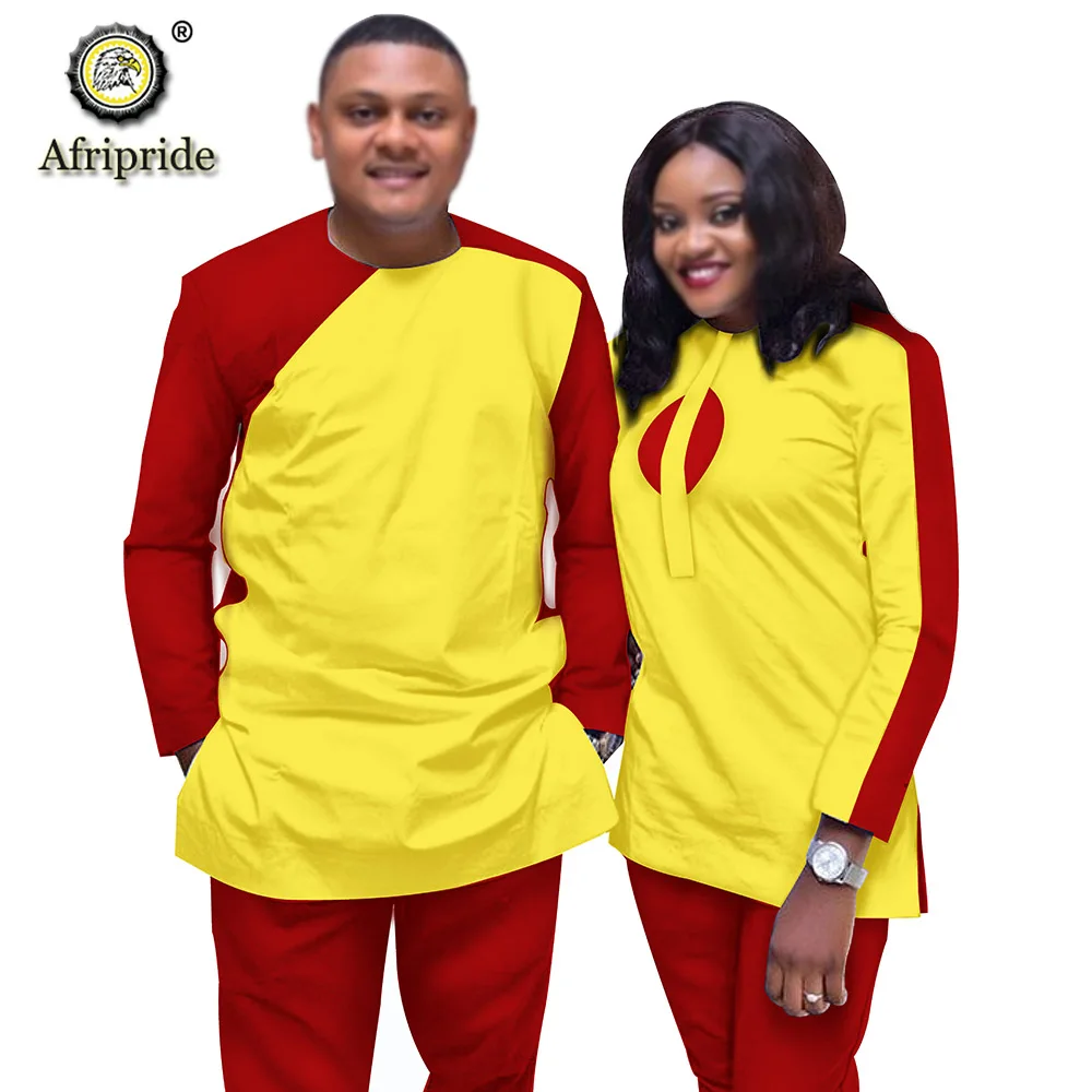 African Couple Clothing Women Suits + Men Clothing Set Dashiki Outfits Shirt and Pant 2 Piece Tracksuit Wax AFRIPRIDE S20C006