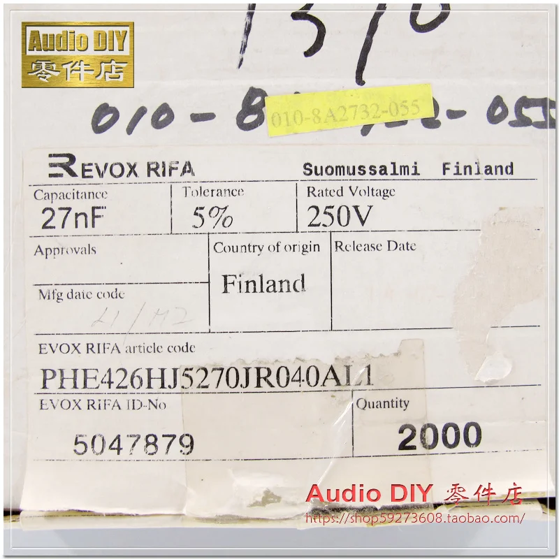 20 قطعة/50 قطعة RIFA PHE426 0.027 فائق التوهج/250 فولت 5% MKP فيلم مكثف (27nF 273 ، الملعب 5 مللي متر) #3