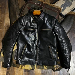 Fast Shipping,Asian Size Super Quality Genuine Japan Horse Leather Horsehide Stylish Rider Jacket