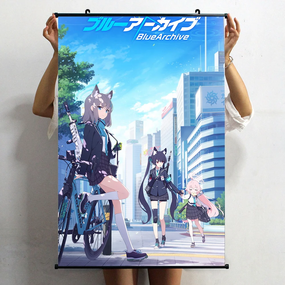 Game Blue Archive Kuromi Serika Sunaookami Shiroko Poster Wall Scroll Home Decor HD Print Living Room Decorative Collection Art