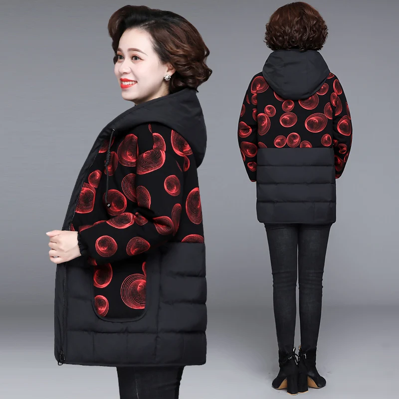 

Fdfklak L-5XL Plus Size Women Down Cotton Jacket Winter Coat Women's Warm Manteau Femme Hooded Parka Overcoat Abrigo Mujer