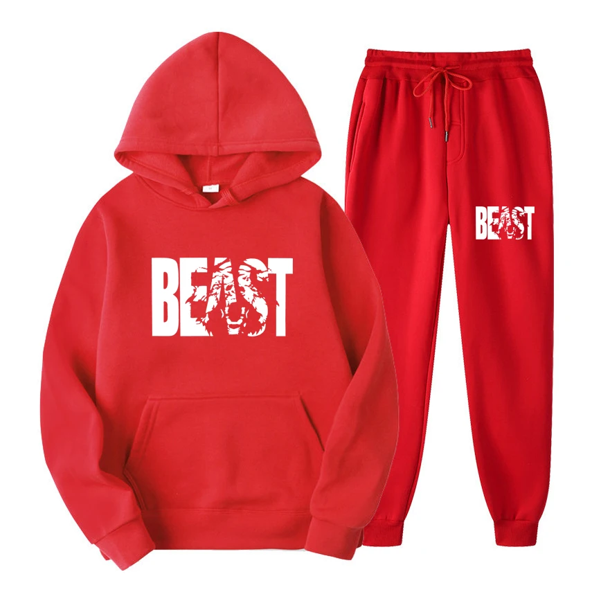 2022 Autumn And Winter Hoodies Letters Print Sweatshirt+Sweatpant Men\'s 2Pcs Sets Tracksuit Hooded Sportswear Running Pants