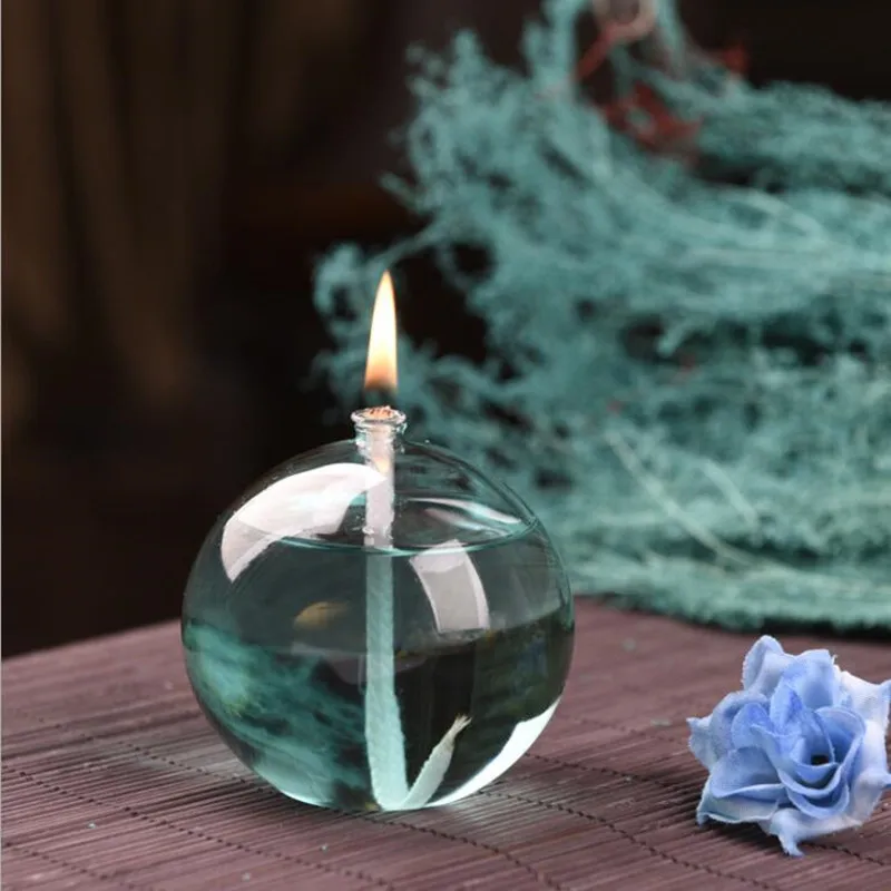

12pcs/pack 8*9cm Round Shaped Glass Oil Lamp Home Deocration Transparent Glassware Wedding Birthday Gift