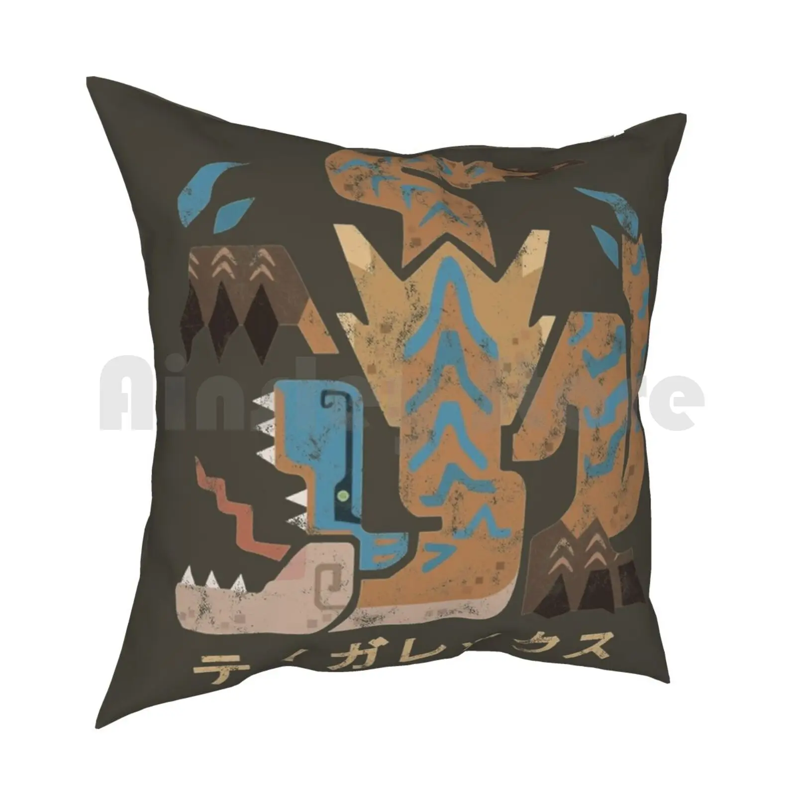 Monster Hunter World Iceborne Tigrex Kanji Icon Pillow Case Printed Home Soft Throw Pillow Tigrex Monster Hunter Monster