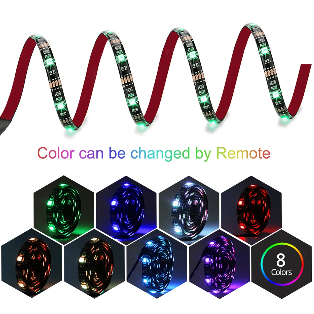 Imagem -02 - Flexível Led Strip Lights com Música Usb Rgb 5050 ir Controller tv Backlight Sincronização de Música