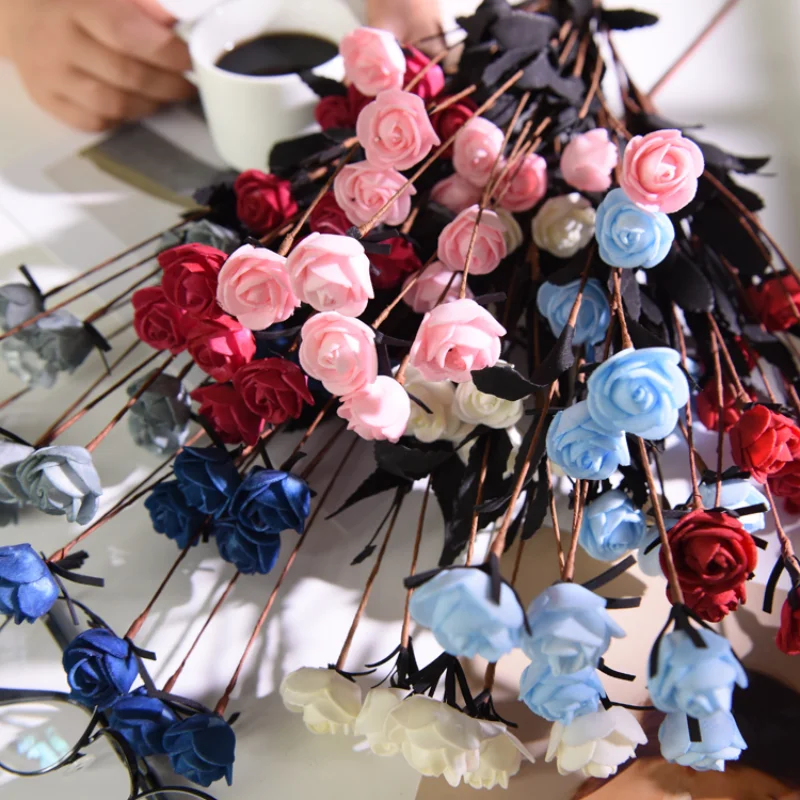 Simulation Bouquet Multi-Color Small Rose Flower Foam Flower Photo Posing Photography Props
