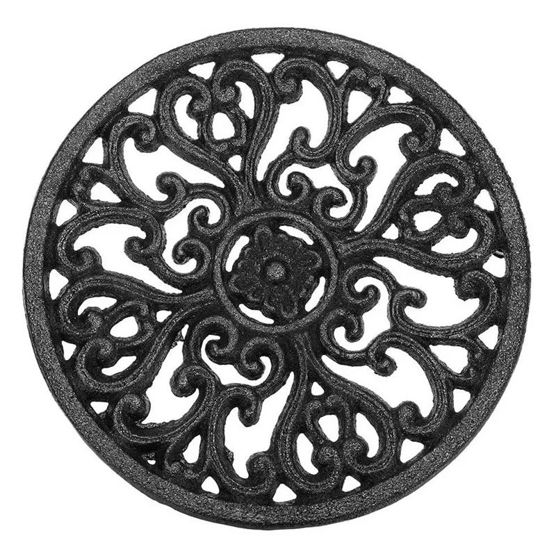 Iron Heat-Insulation Trivet Non-Slip Potholders for Kitchen Dining Table Decor Round Cast Iron Trivet 6.7Inch