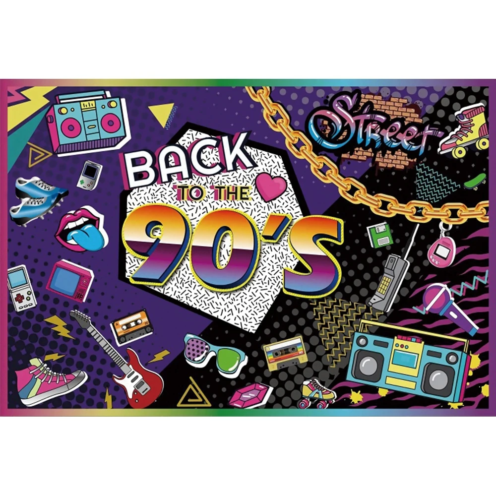 กลับ90 Wild Party การถ่ายภาพฉากหลัง Hip Hop เพลง Photocall ผู้ใหญ่วันเกิดตกแต่งพื้นหลัง Photophone Photo Studio