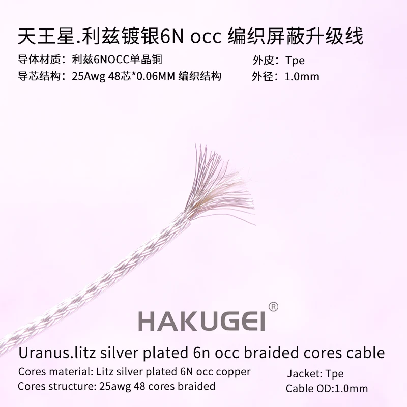 

6meters litz silver plated 6N occ braided shield upgrade cable wire core OD:1.0MM 48core 25awg