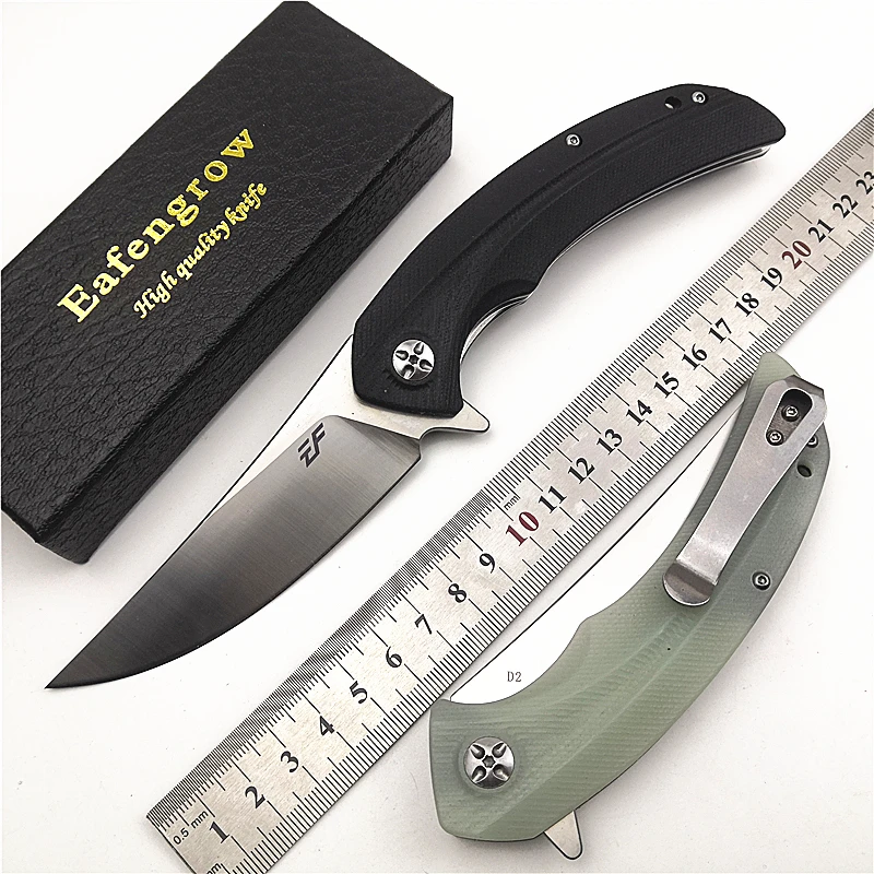 Eafengrow EF965 D2 Blade G10 Handle Bearing Flipper Outdoor Camping Hunting Knife Utility Survival EDC Kitchen Folding Knife