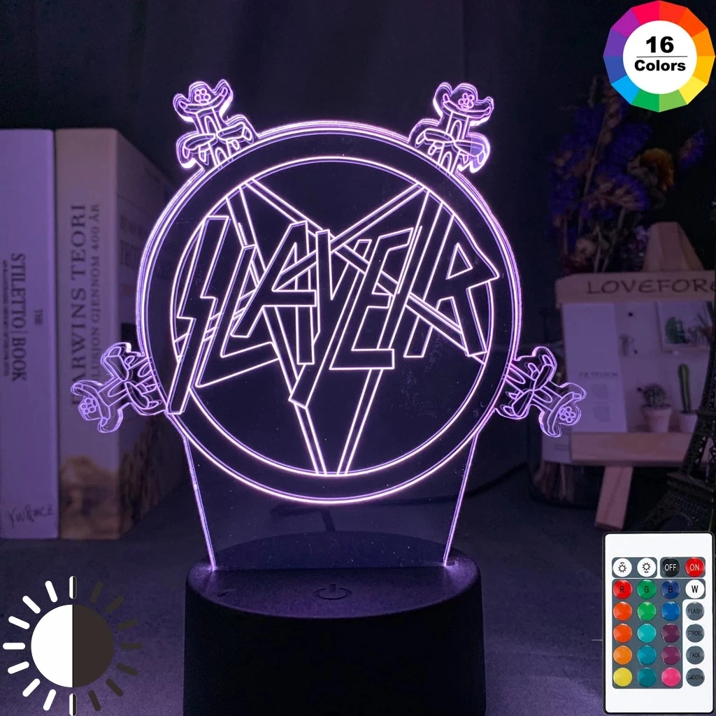 American Thrash Metal Band Slayer Logo Night Light Led Touch Sensor Color Changing Nightlight for Home Decor Event Prize Lamp