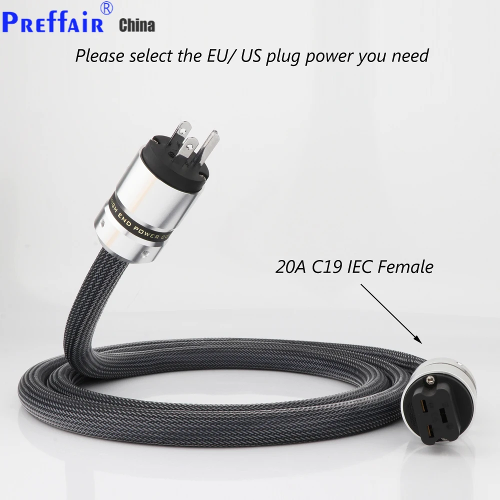 Preffair D503 OFC Copper EU/US AC Power Cable C19 20A Schuko Audio power supply cable hi-end Shuko Power Cord Cable 12AWG 3.2sq