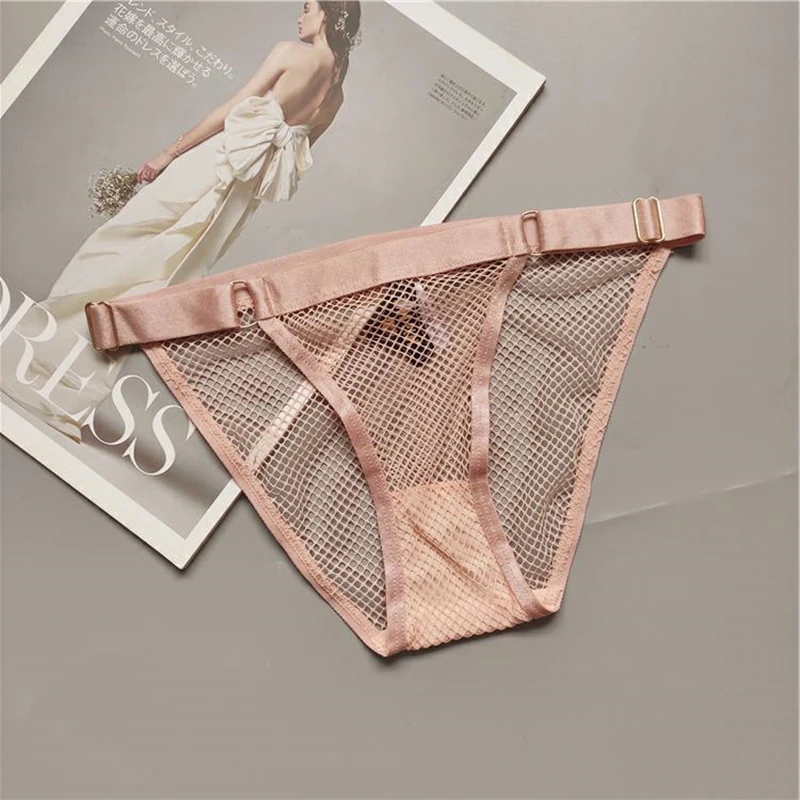 Sexy Hollow Out Fishnet Women\'s Underwear See-Through Lace Panties Seamless Female Briefs Solid Color Erotic Lingerie