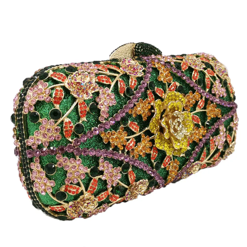 Boutique De FGG Multicoloured Women Crystal Evening Bags Clutches Party Cocktail Rhinestone Handbags Wedding Minaudiere Purse