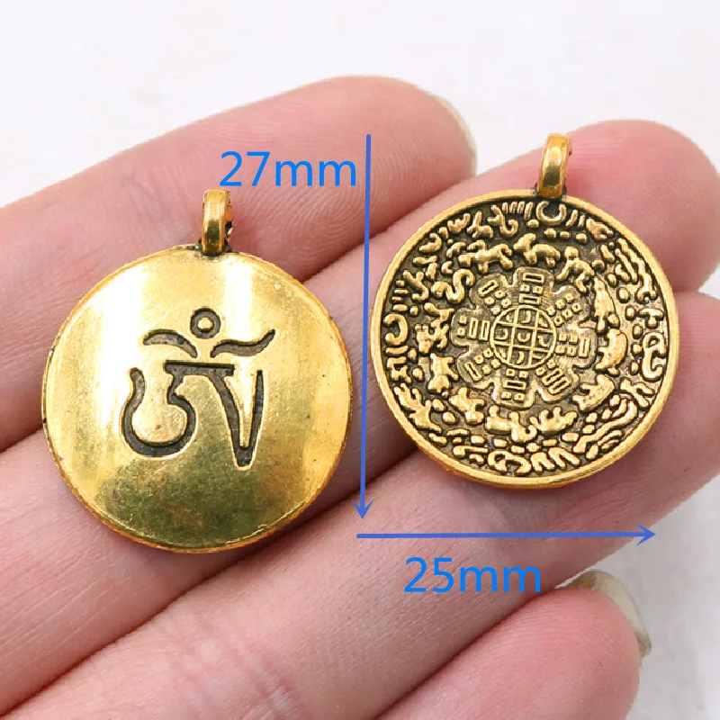 8pcs Tibetan Buddhism Nine Palaces Eight Diagrams Talisman Amulet Pendant Bracelet Necklace Accessories DIY Charm Jewelry Making