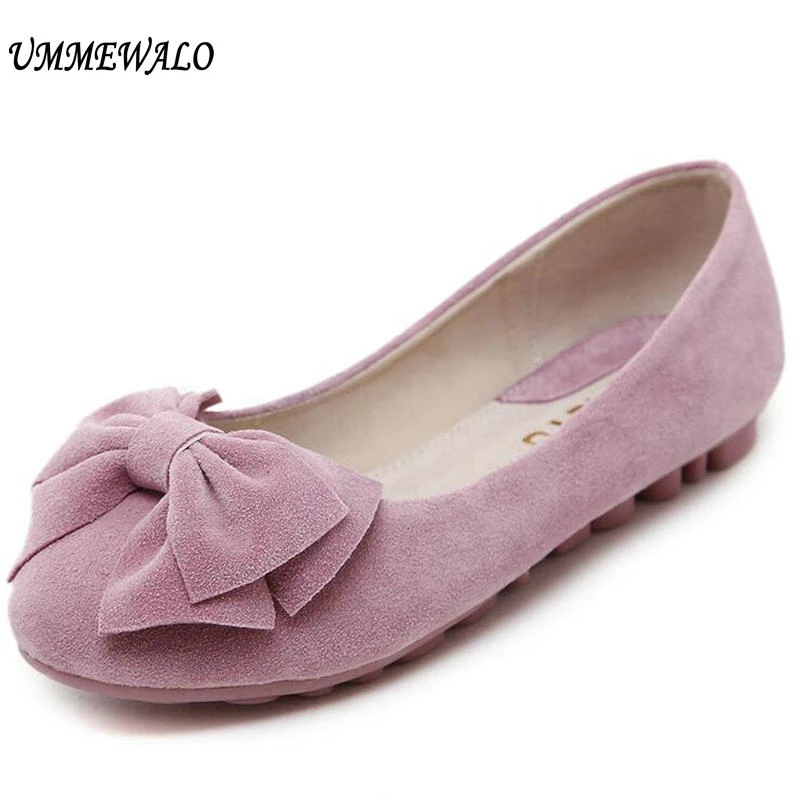 UMMEWALO Shoes Women Soft Real Leather Flats Casual Loafer Shoes Ladies Rubber Sole Driving Suede Moccasin Casual Loafer