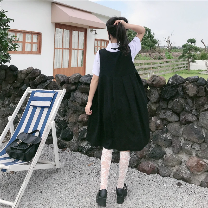 Sweet Cute College Wind Inner Shirt Pleated Suspender Dress  school girl uniform  jk uniform  japanese  uniformes  estudiantes