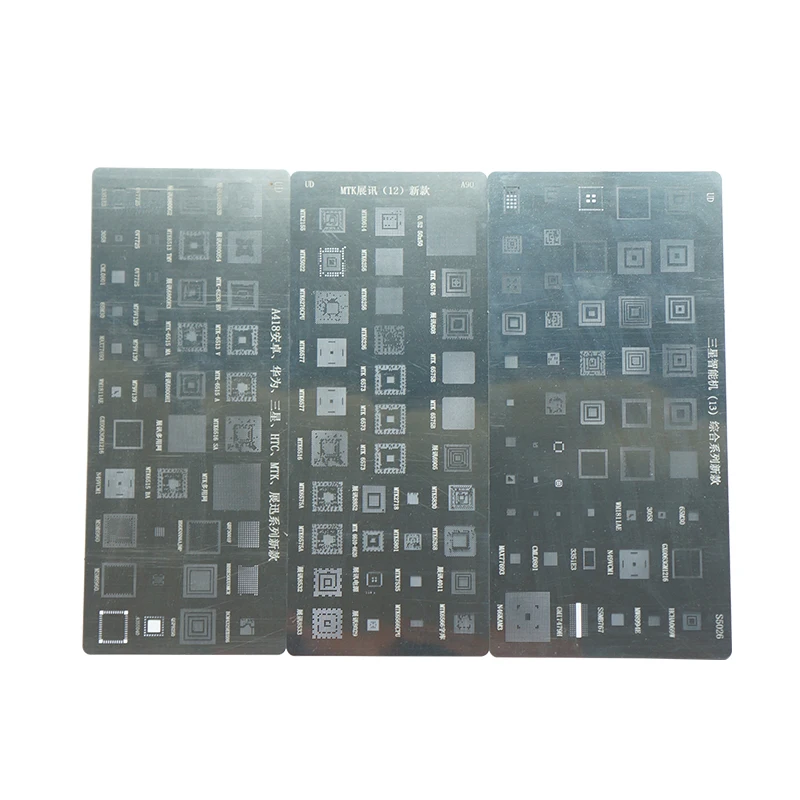 3pcs Universal BGA Stencils for Samsung HTC Huawei Android MTK Directly Heated BGA Reballing Stencils Kit/Template