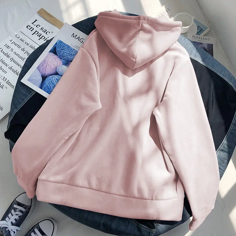 Hoodies Women Zip-up Pockets Thickening Autumn Warm Students Minimalist Ulzzang Loose All-match Daily 4 Colors Classic Ladies