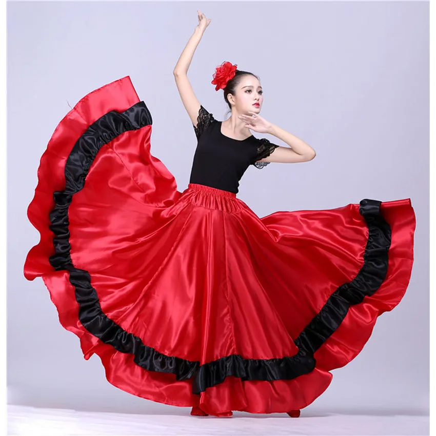 Spanish Traditional Bullfight Festival Women Flamenco Dance Costumes Red Skirt Performance Stage Wear Ballroom Dress