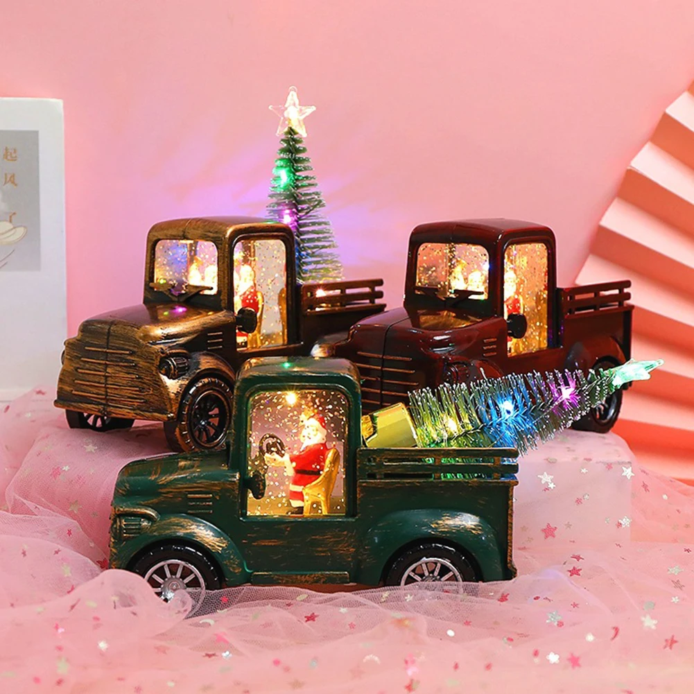 Christmas Decoration Santa Drive Truck Tractor with Christmas Tree Creative Ornaments Home Festival Decor Xmas Gift for Children