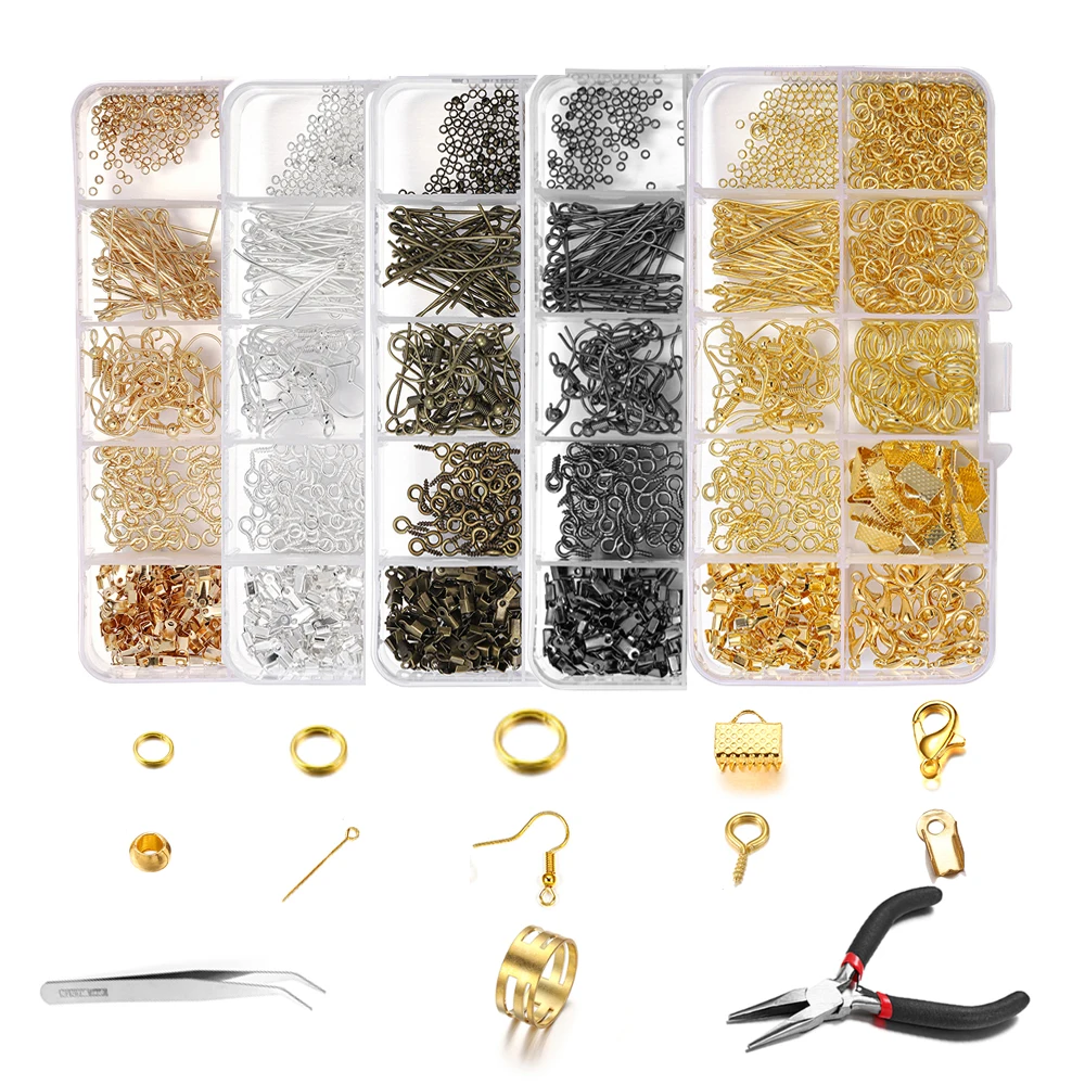 Alloy Accessories Jewelry Findings Set Jewelry Making Open Jump Rings Earring Hook Repair Tools Jewelry Making Supplies Kit