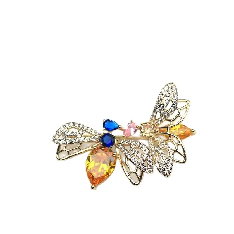 MADALENA SARARA AAAA Zircon And Crystal Inlaid Pearl Brooch Gol Plated Copper Bees Style Fine Brooch Pin For Women Jewelry