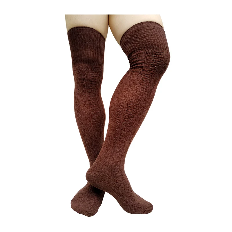 Winter Thermal Mens Thigh Socks Warm Knitted Long Thick Stocking Breathable for Male Fashion Over Knee Hose